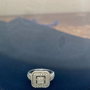 Silver diamond ring, vintage style, US size 5